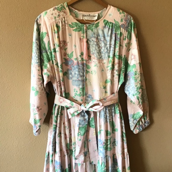 FINAL SALE Vintage David Brown California Pink Floral Maxi Dress (M) - Picture 3 of 11